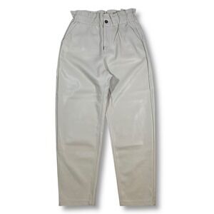 EUC Zara High Waisted Faux Leather Paper Bag Waist Pants Trousers Women's Size 4